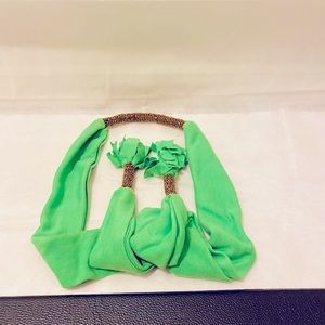 African style green scarf with beads